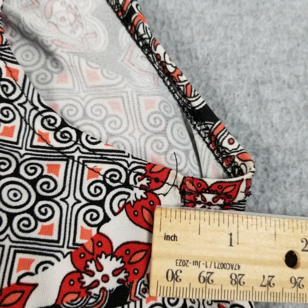 American City Wear Blouse Womens Medium Red Black Floral Tie Neck Sleeveless Top - Picture 8 of 9